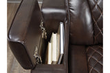 Warnerton Chocolate Power Reclining Loveseat with Console