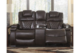 Warnerton Chocolate Power Reclining Loveseat with Console