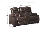 Warnerton Chocolate Power Reclining Loveseat with Console