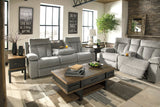 Mitchiner Fog Reclining Sofa with Drop Down Table