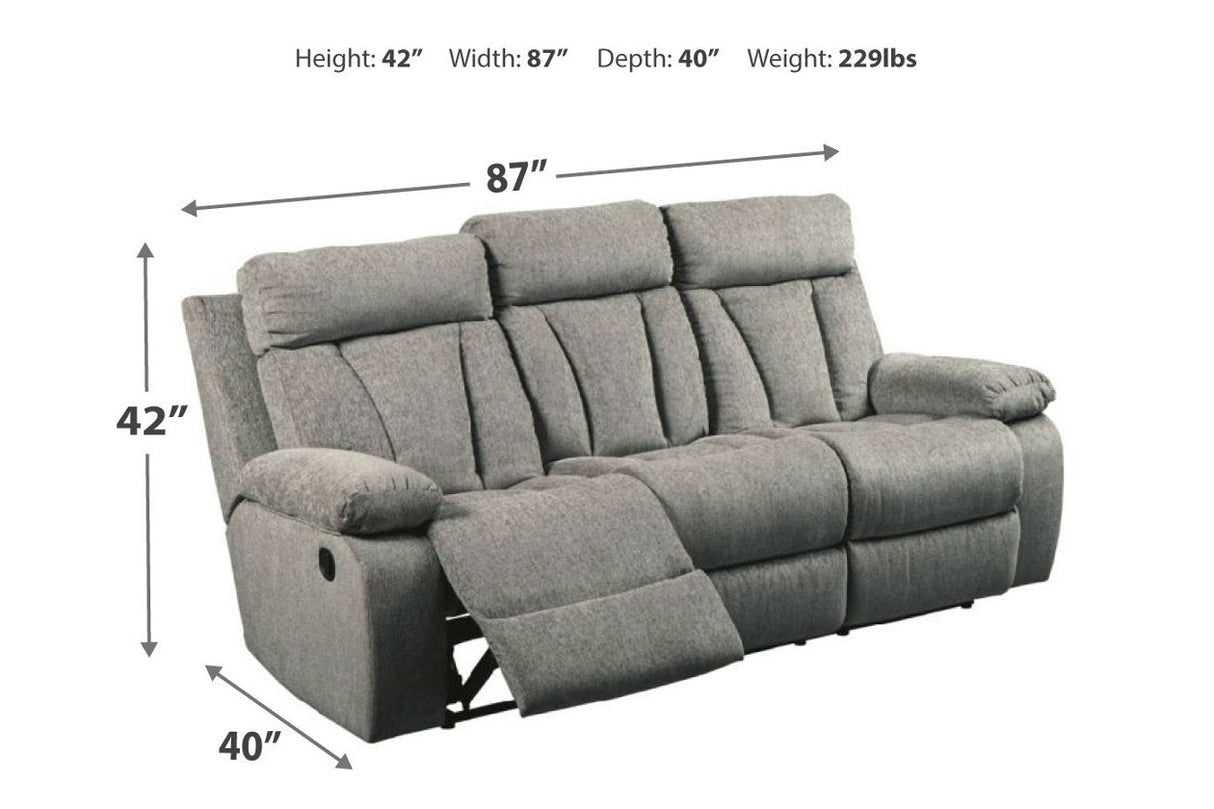 Mitchiner Fog Reclining Sofa with Drop Down Table