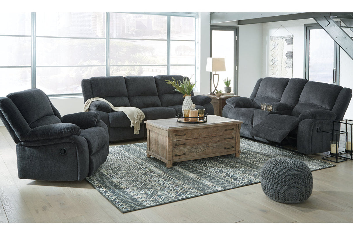 Draycoll Slate Reclining Sofa, Loveseat and Recliner