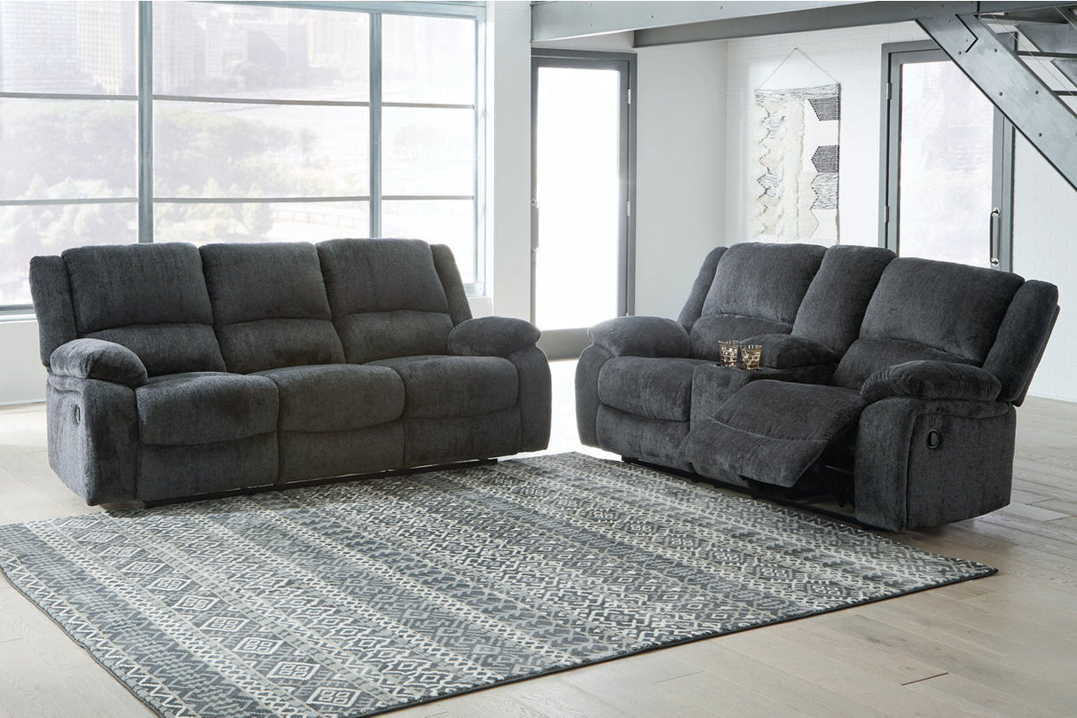 Draycoll Slate Reclining Sofa and Loveseat