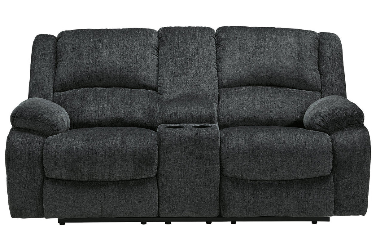 Draycoll Slate Reclining Loveseat with Console