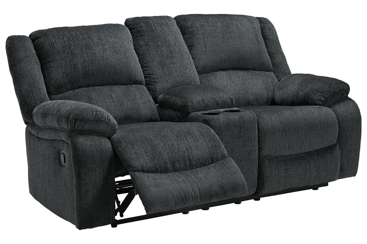 Draycoll Slate Reclining Loveseat with Console