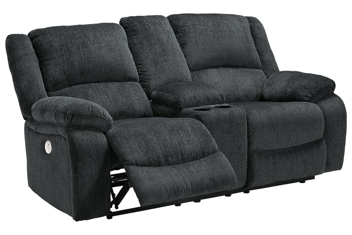 Draycoll Slate Power Reclining Loveseat with Console