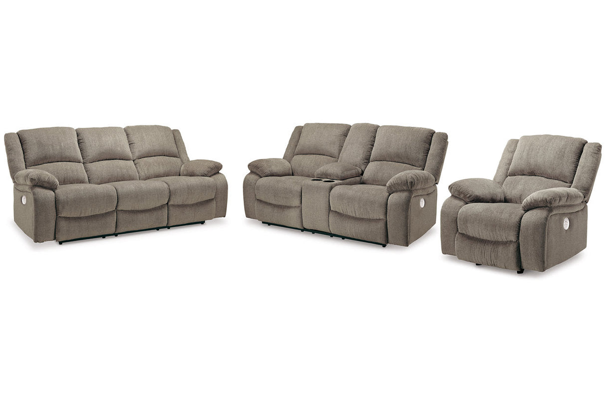 Draycoll Pewter Power Reclining Sofa, Loveseat and Recliner