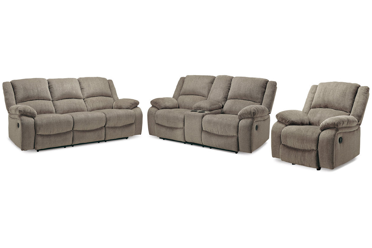 Draycoll Pewter Reclining Sofa, Loveseat and Recliner