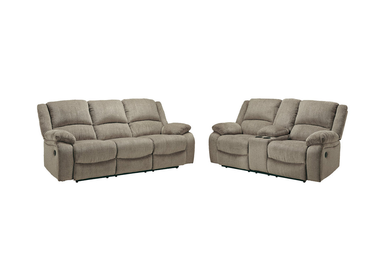 Draycoll Pewter Reclining Sofa and Loveseat