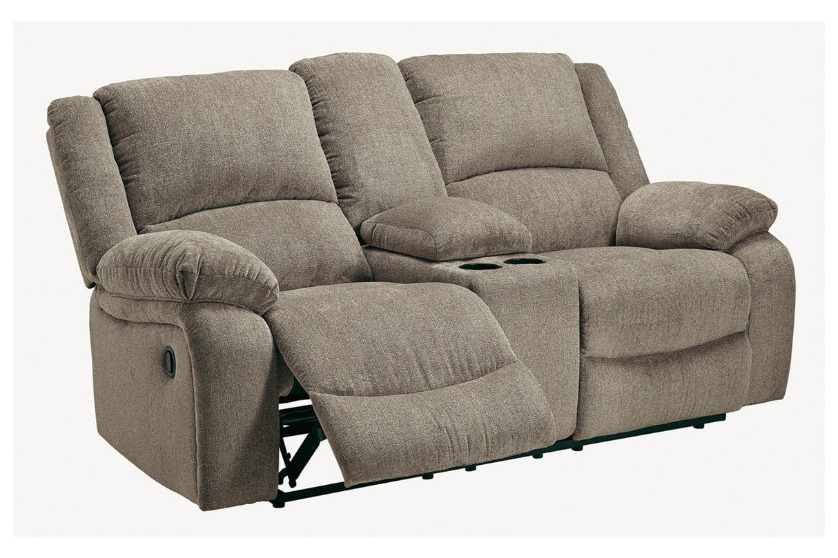 Draycoll Pewter Reclining Loveseat with Console