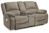 Draycoll Pewter Reclining Sofa and Power Reclining Loveseat