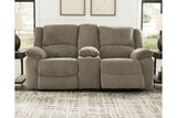 Draycoll Pewter Reclining Loveseat with Console