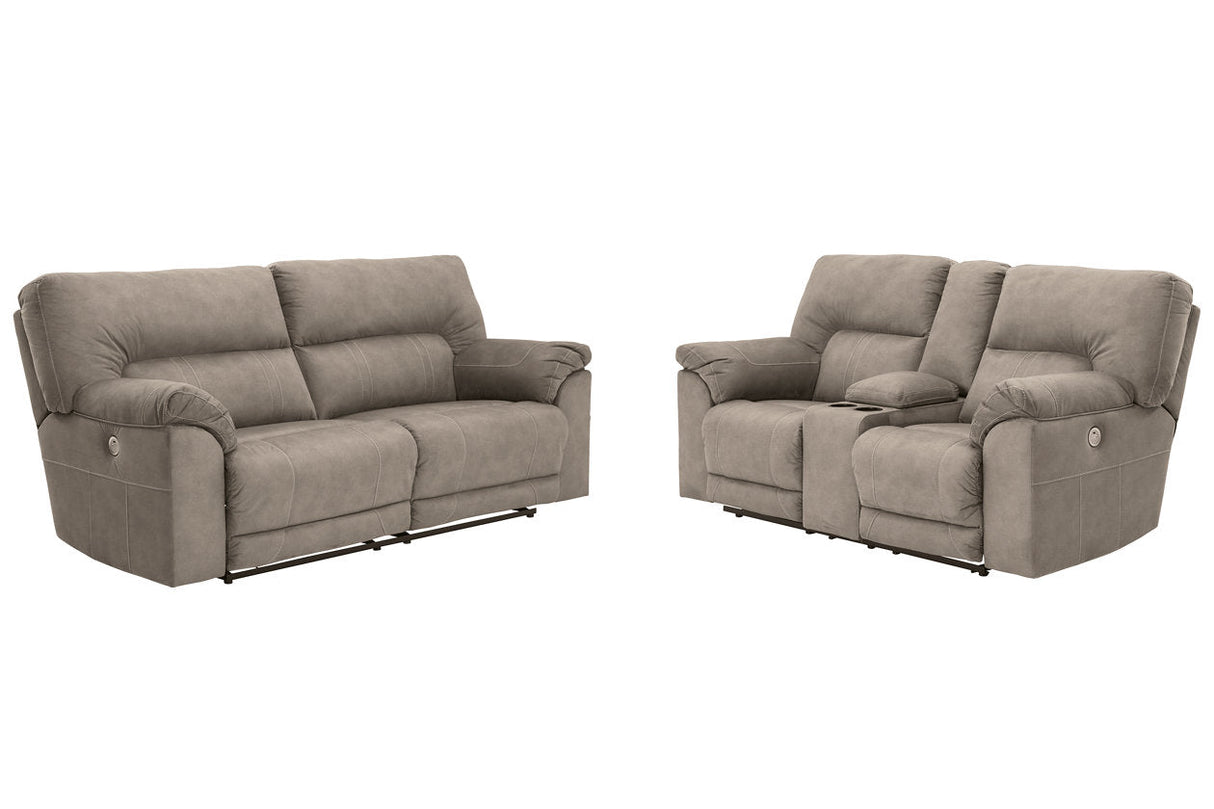 Cavalcade Slate Power Reclining Sofa and Loveseat