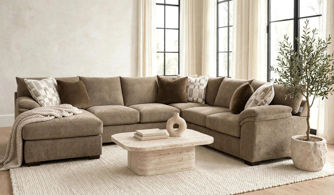 Frenzy Cafe Mocha Chaise Sectional by Happy Homes at Eve Furniture