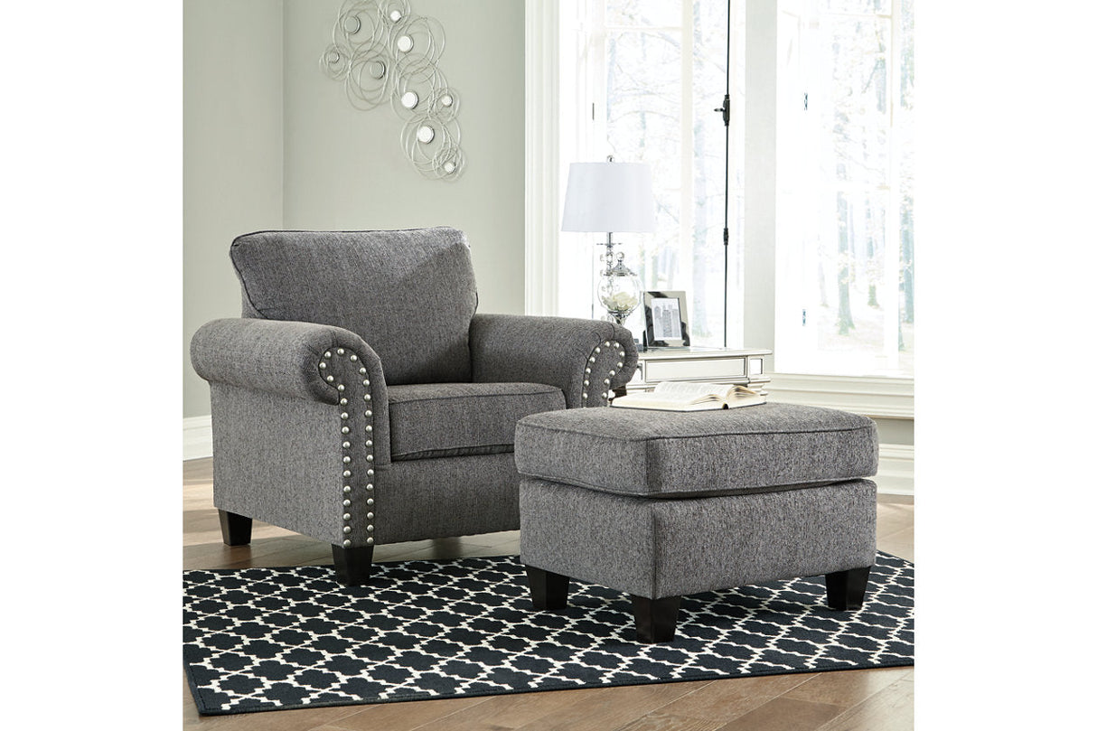 Agleno Charcoal Chair and Ottoman