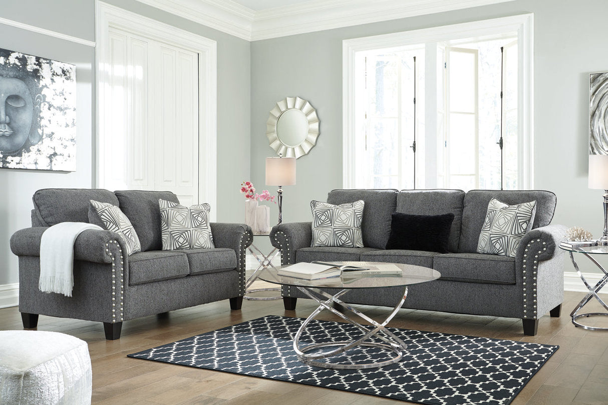 Agleno Charcoal Sofa and Loveseat