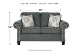 Agleno Charcoal Sofa, Loveseat, Chair and Ottoman