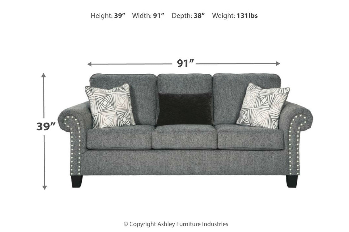 Agleno Charcoal Sofa, Loveseat and Chair