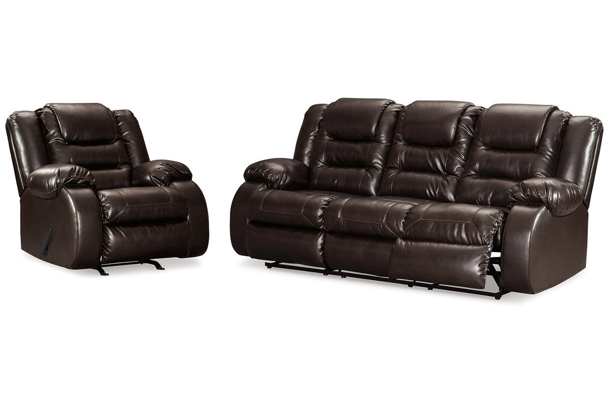 Vacherie Chocolate Reclining Sofa and Recliner