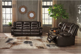 Vacherie Chocolate Reclining Loveseat with Console