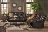 Vacherie Chocolate Reclining Loveseat with Console