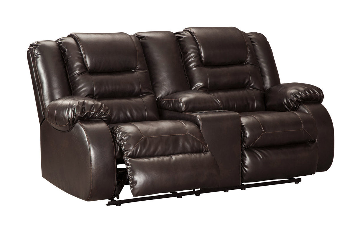 Vacherie Chocolate Reclining Loveseat with Console