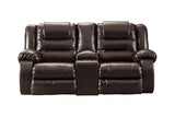 Vacherie Chocolate Reclining Loveseat with Console