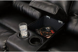 Vacherie Black Reclining Loveseat with Console