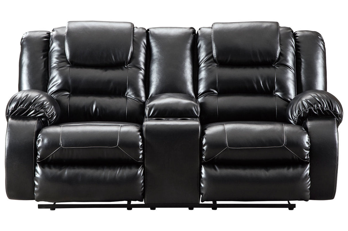 Vacherie Black Reclining Loveseat with Console