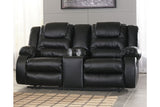 Vacherie Black Reclining Loveseat with Console