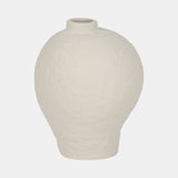 8" Curved Rough Vase, Cream White