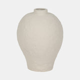 8" Curved Rough Vase, Cream White