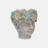 8" Face Planter With Succulent Crown, Grey/green