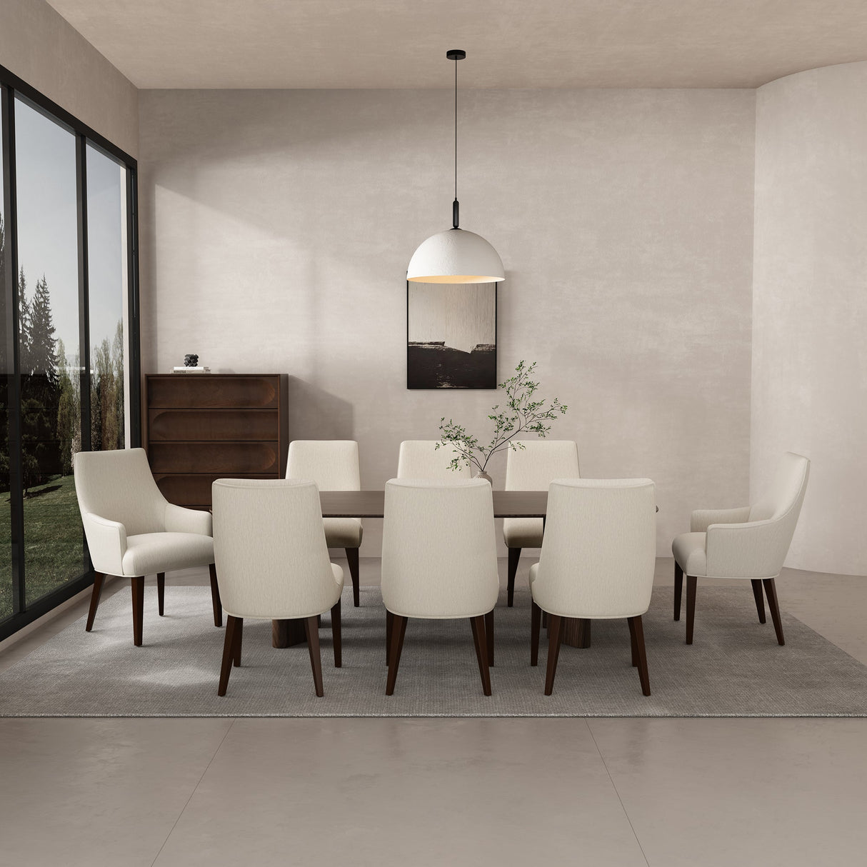 8-Piece Beever Dining Chair and Arm Chair in Cream by Manhattan Comfort at Eve Furniture