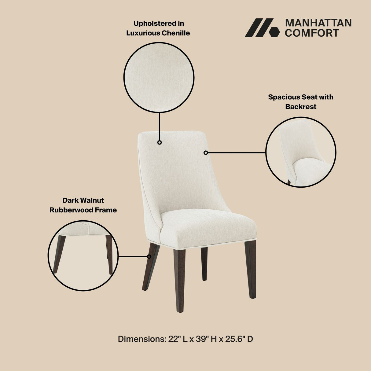 8-Piece Beever Dining Chair and Arm Chair in Cream by Manhattan Comfort at Eve Furniture