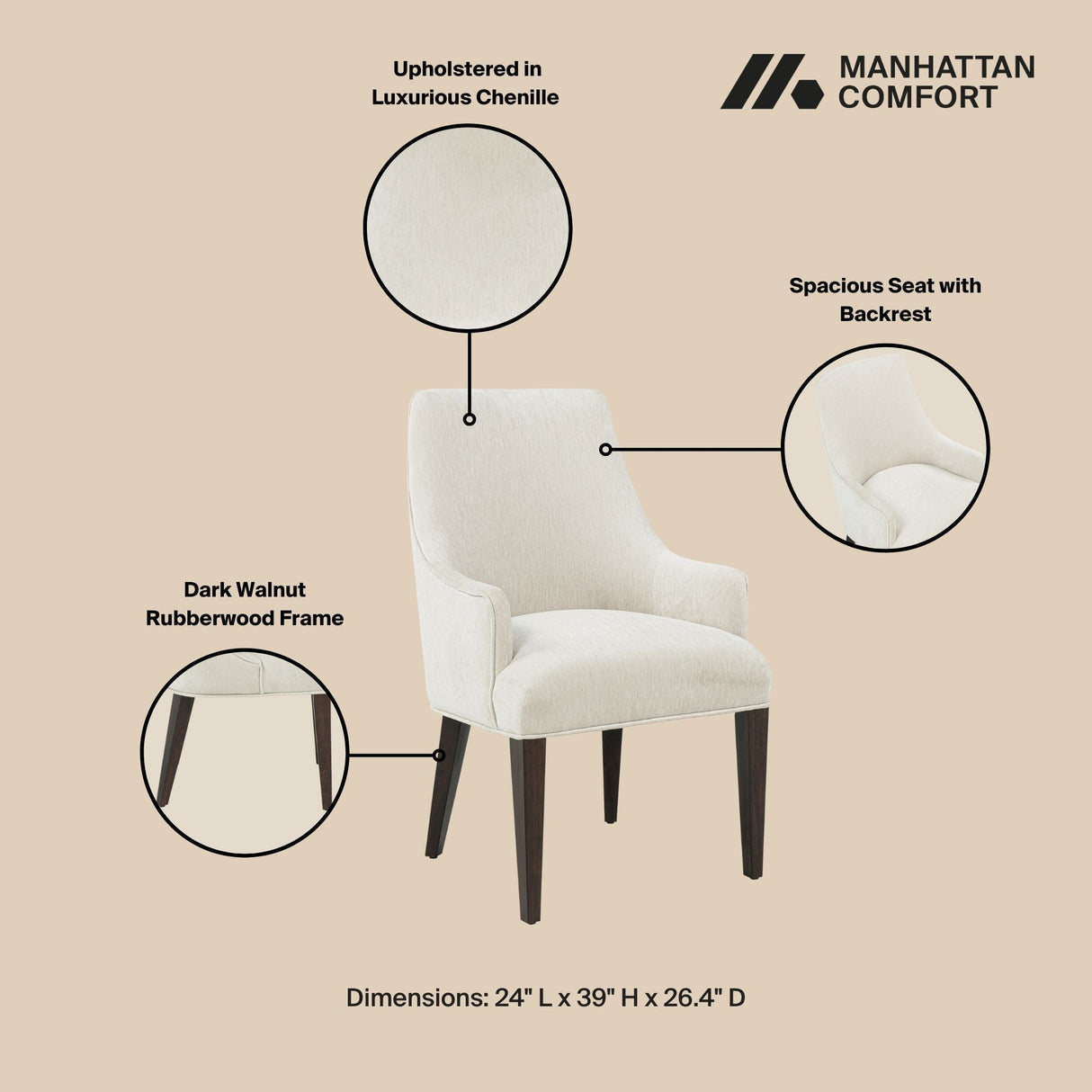 8-Piece Beever Dining Chair and Arm Chair in Cream by Manhattan Comfort at Eve Furniture