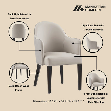 8-Piece Hillman Dining Chair and Arm Chair in Light Grey by Manhattan Comfort at Eve Furniture