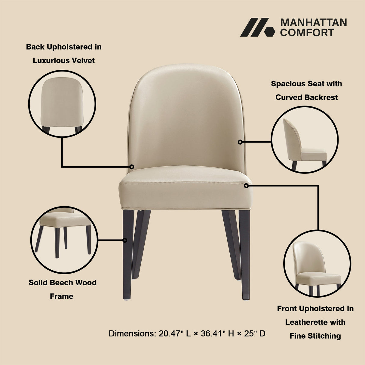 8-Piece Hillman Dining Chair and Arm Chair in Sand by Manhattan Comfort at Eve Furniture