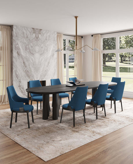 8-Piece Kara Dining Side and Arm Chairs in Blue by Manhattan Comfort at Eve Furniture
