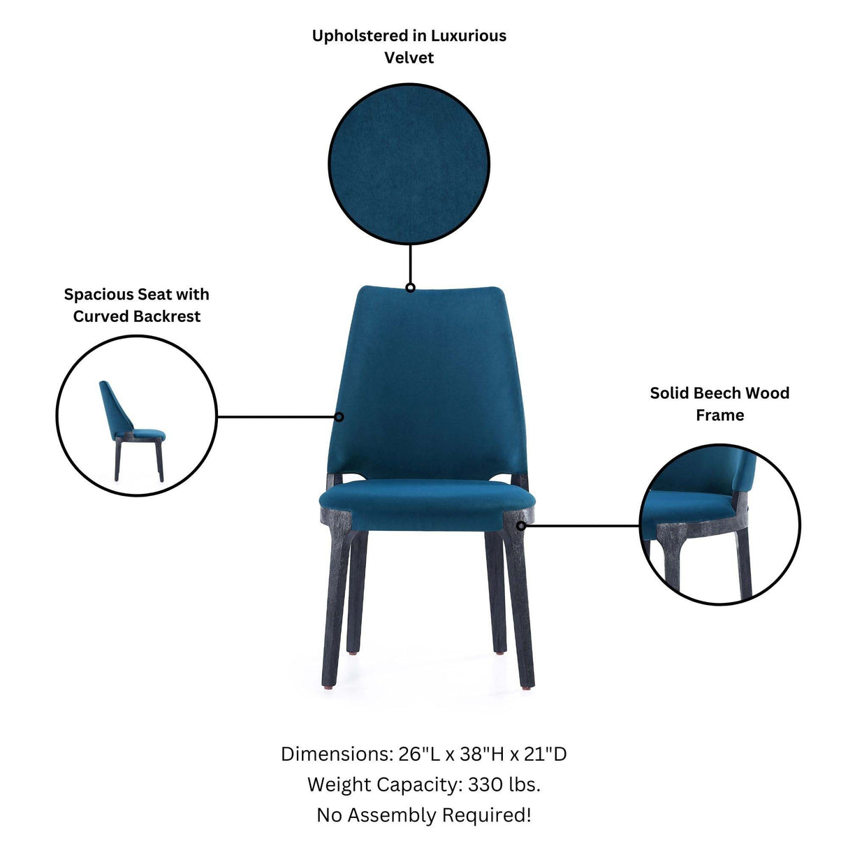 8-Piece Kara Dining Side and Arm Chairs in Blue by Manhattan Comfort at Eve Furniture