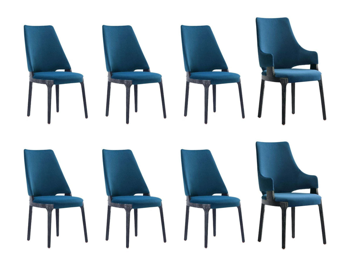 8-Piece Kara Dining Side and Arm Chairs in Blue by Manhattan Comfort at Eve Furniture