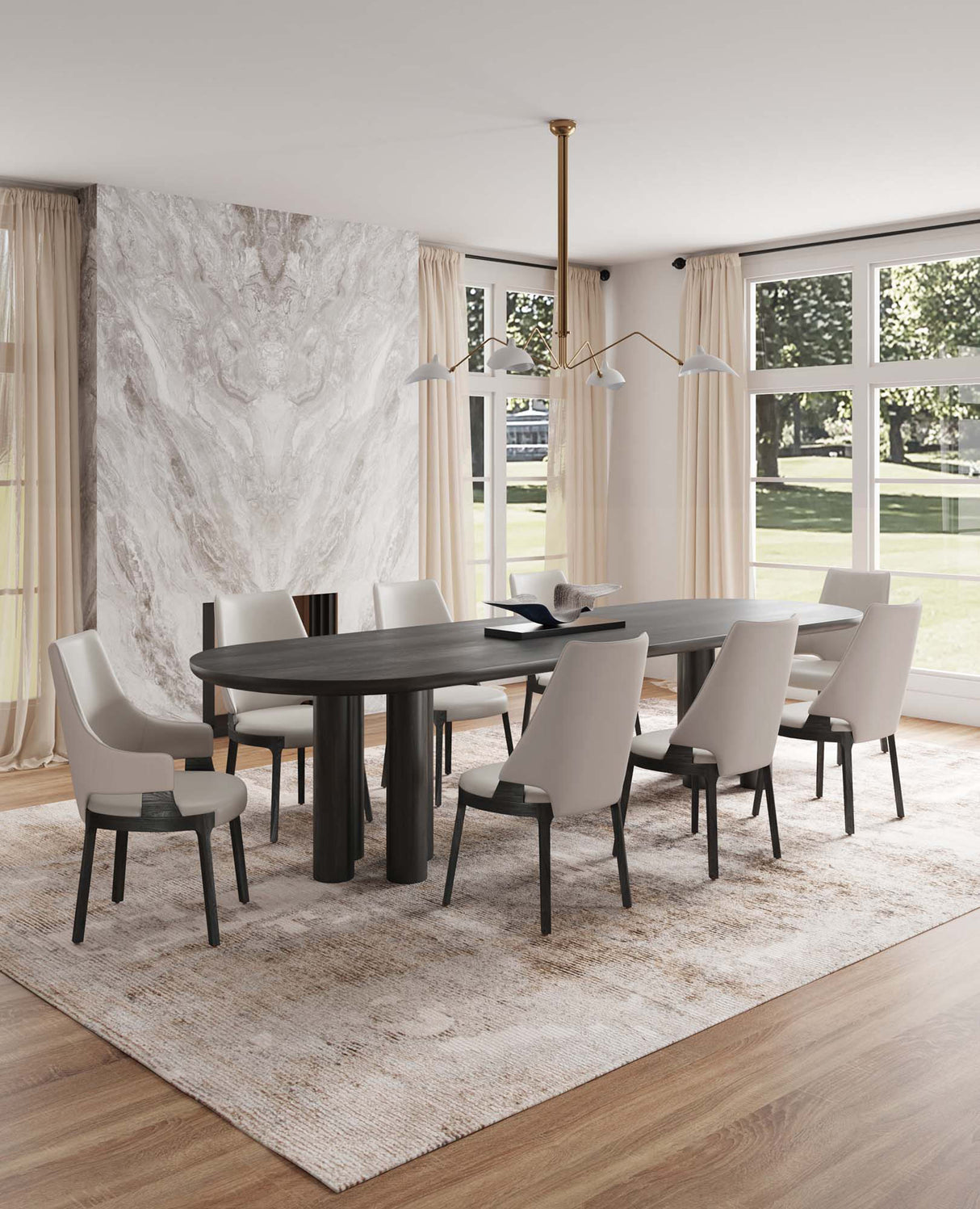 8-Piece Kara Dining Side and Arm Chairs in Light Grey by Manhattan Comfort at Eve Furniture