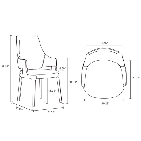 8-Piece Kara Dining Side and Arm Chairs in Light Grey by Manhattan Comfort at Eve Furniture