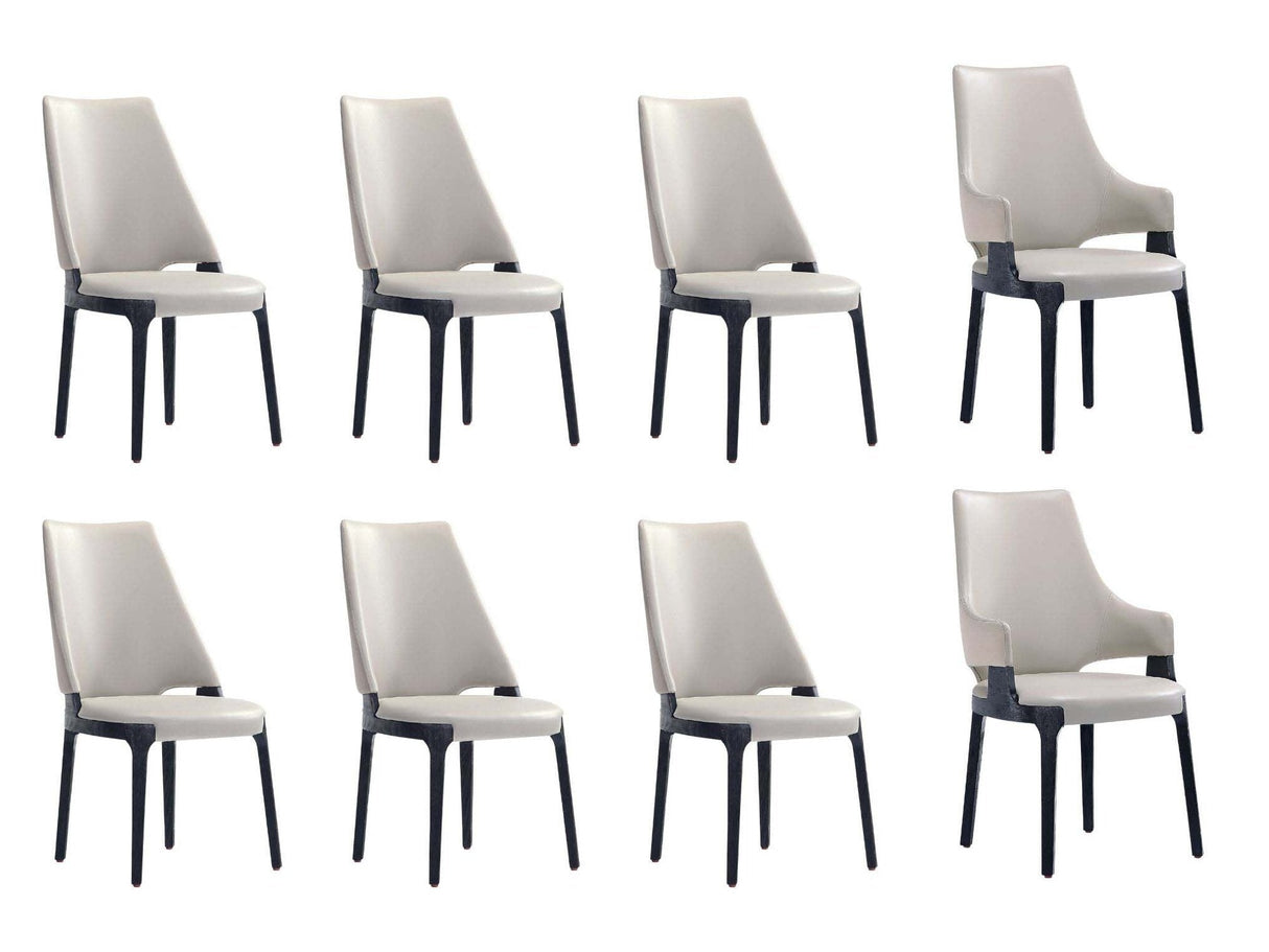8-Piece Kara Dining Side and Arm Chairs in Light Grey by Manhattan Comfort at Eve Furniture