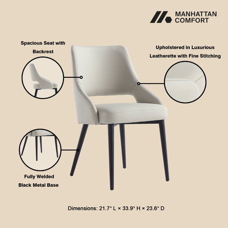 8-Piece Tremont Dining Chair in Stone by Manhattan Comfort at Eve Furniture