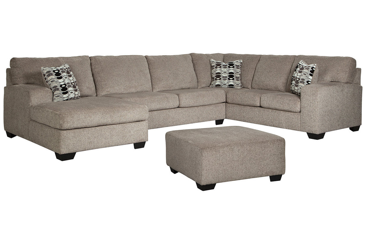 Ballinasloe Platinum 3-Piece Sectional with Ottoman