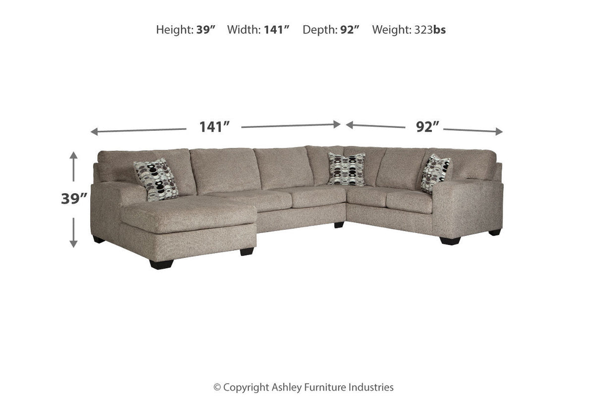 Ballinasloe Platinum 3-Piece Sectional with Ottoman