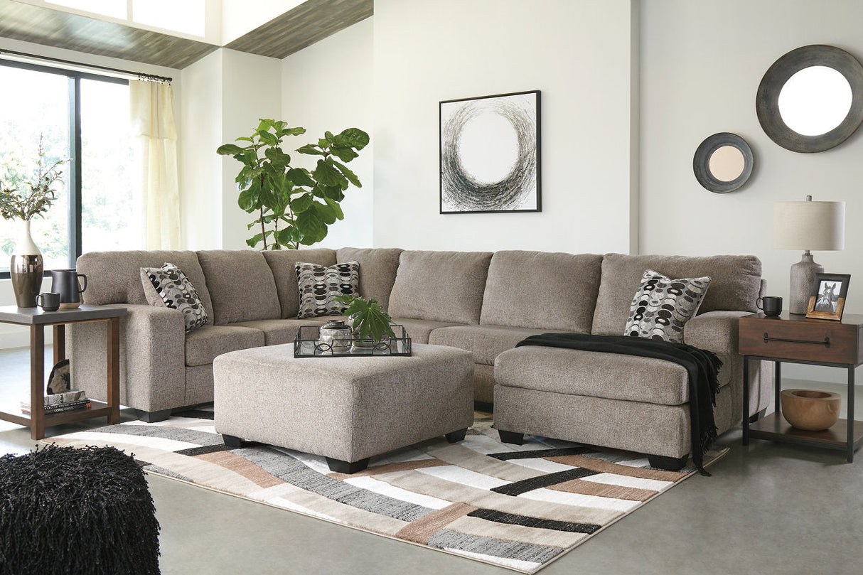 Ballinasloe Platinum 3-Piece Sectional and Ottoman