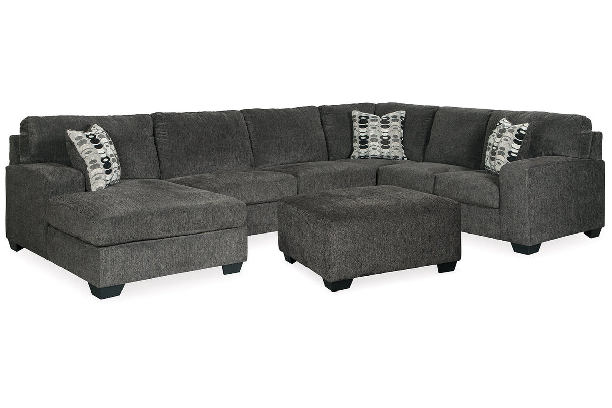 Ballinasloe Smoke 3-Piece Sectional and Ottoman