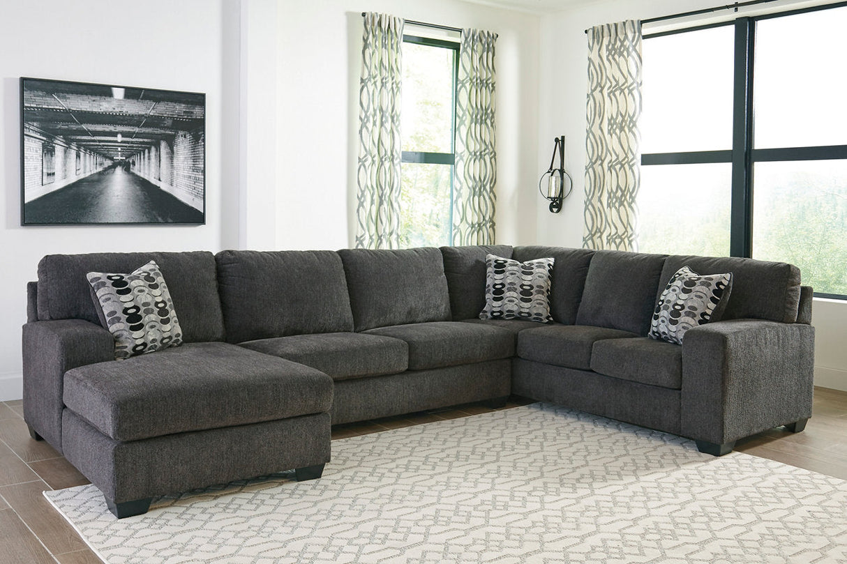 Ballinasloe Smoke 3-Piece Sectional and Ottoman